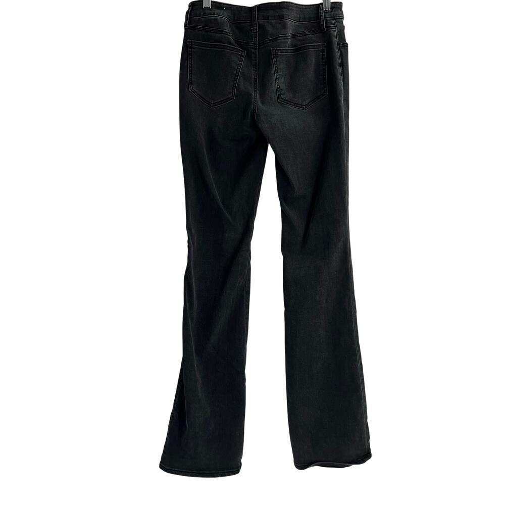 Chico’s So Slimming Girlfriend Flare Black Embroidered Jeans Boho Western Grunge - Picture 4 of 13